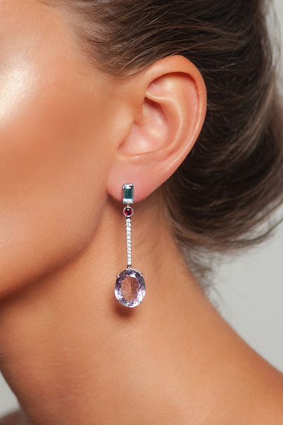 Amethyst Clouds Earrings by Viktor Sitalo on a Model