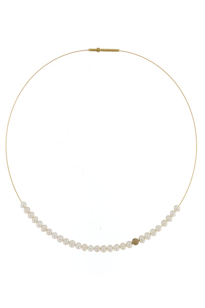 Abacus Pearl Necklace with Gold Bead by Peregrina Pearls