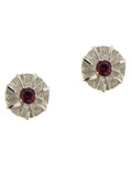 Baby Sun Earrings by Viktor Sitalo in Sterling Silver with Rhodolites