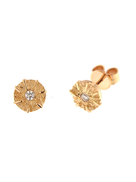Baby Sun Earrings by Viktor Sitalo in 14 Kt Rose gold wit genuine diamonds