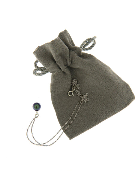 Dark Pearl Bubble Pendant on a soft pouch