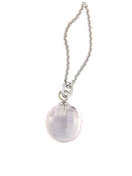 Rose Quartz Disco Ball Bubble Pendant, 10 mm
