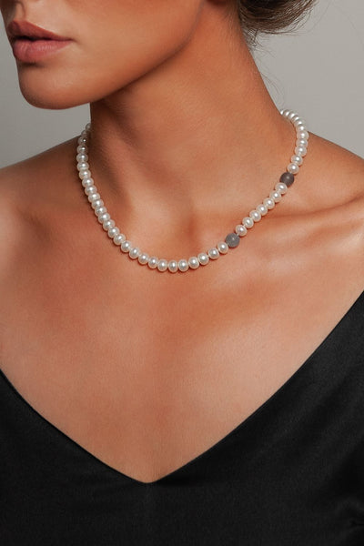 Moon River Pearl Necklace by Peregrina Pearls on a Model