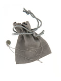 Moonstone Grey Bubble Pendant on its soft pouch